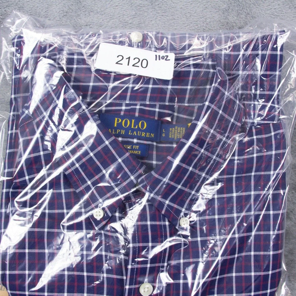 Polo Ralph Lauren Mens L Classic Fit Performance Nylon Poly Shirt Blue‎